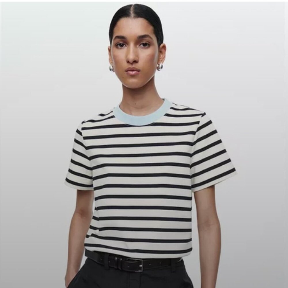 COS Monochrome Striped Short Sleeve Tee